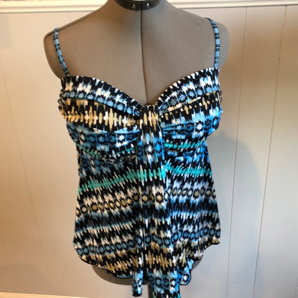 Geometric Pattern Swim Top